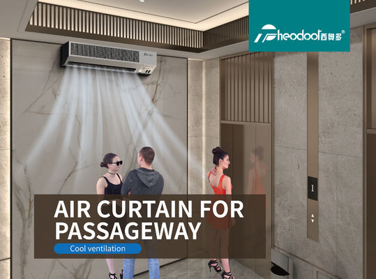 Cortina de aire de refrigeración 2 colores plata y blanco para pasillos, utilizada en edificios residenciales, bloques de apartamentos y edificios de oficinas